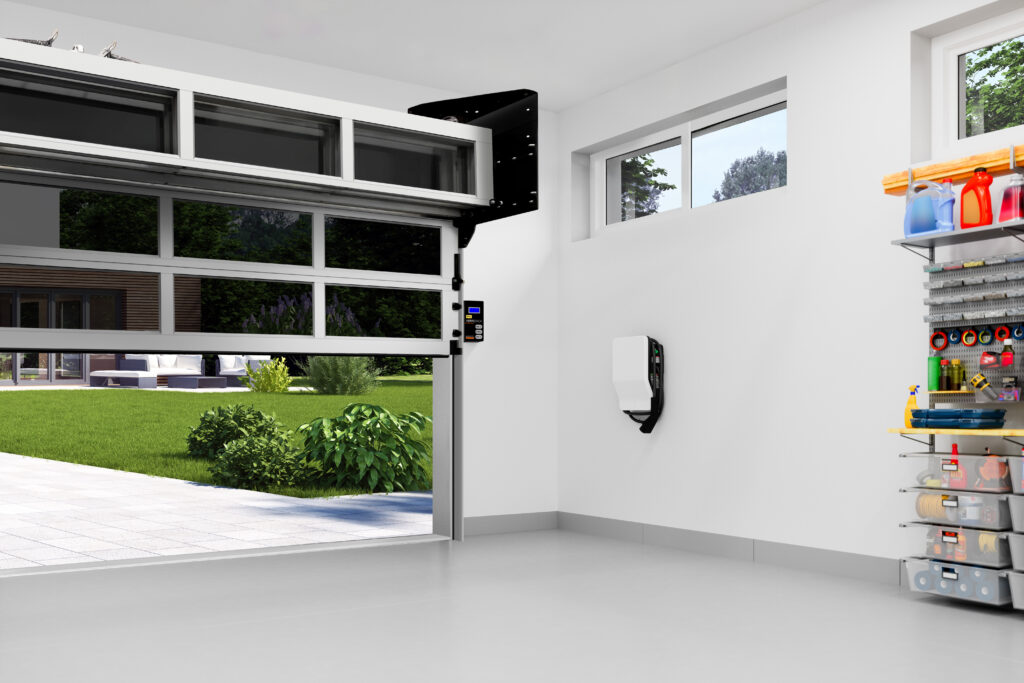 Modern Garage Interior With Electric Vehicle Charger