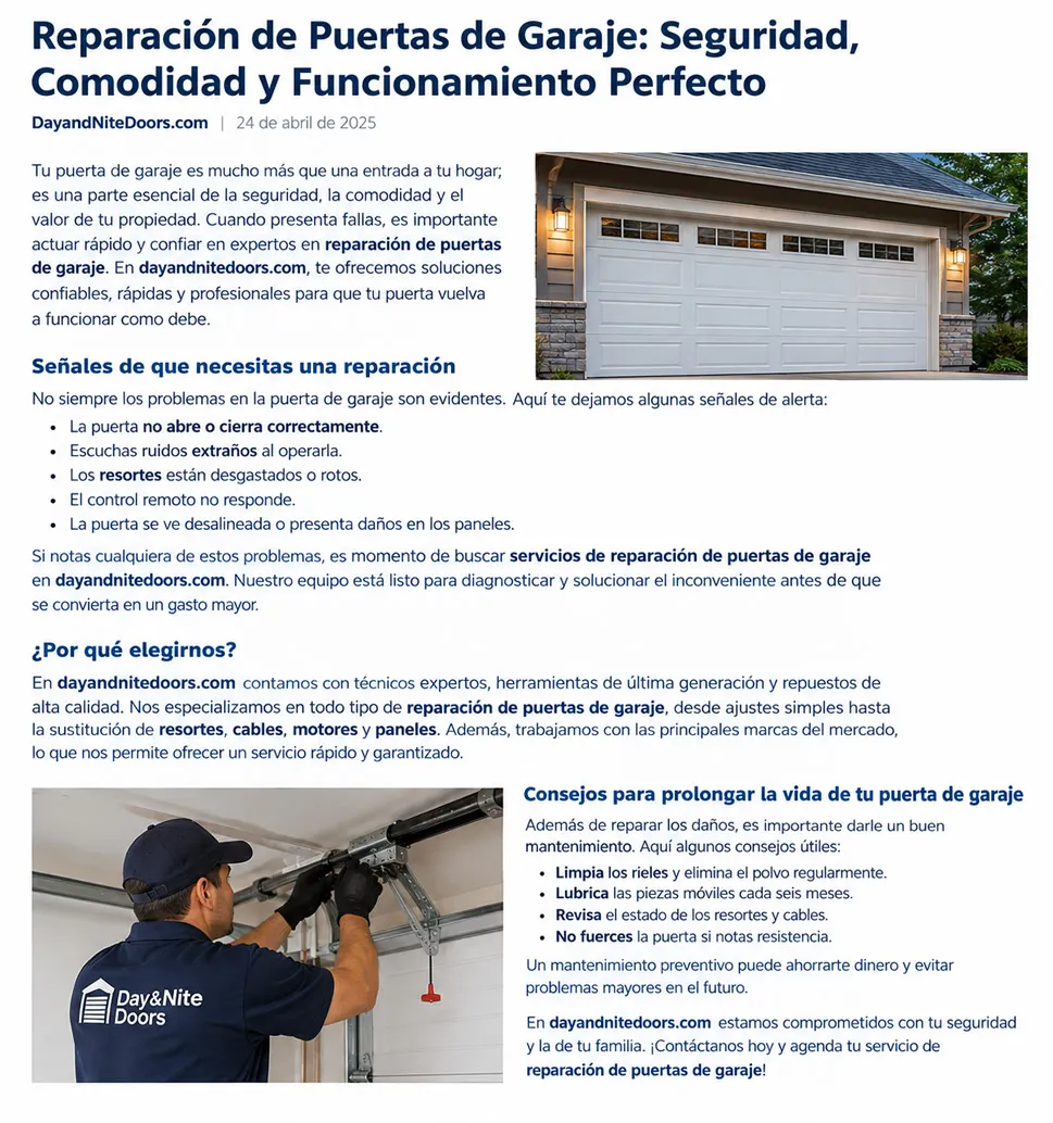 Reparación de Puertas de Garaje